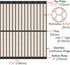 Paravent narrow body perforated steel drawing